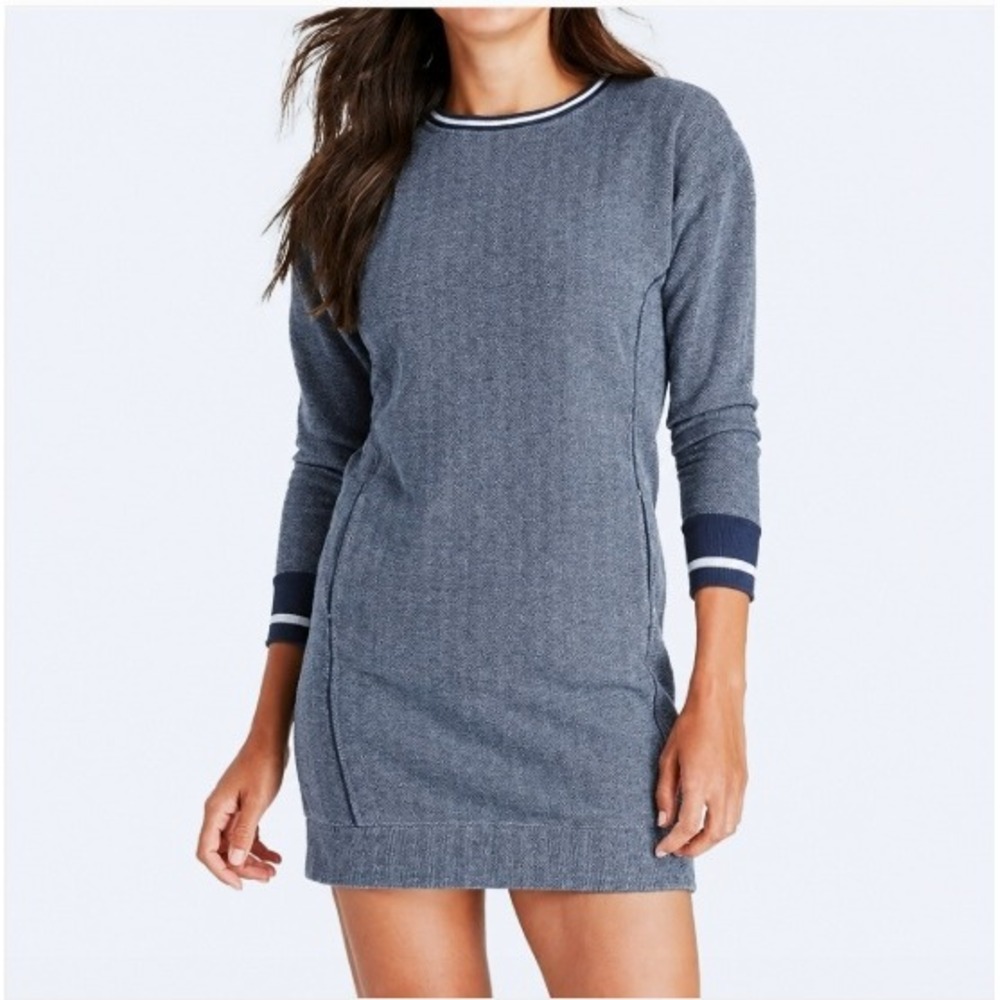 Vineyard Vines Varsity Blue-Gray Preppy Sporty Loungewear Sweatshirt Dress XXS